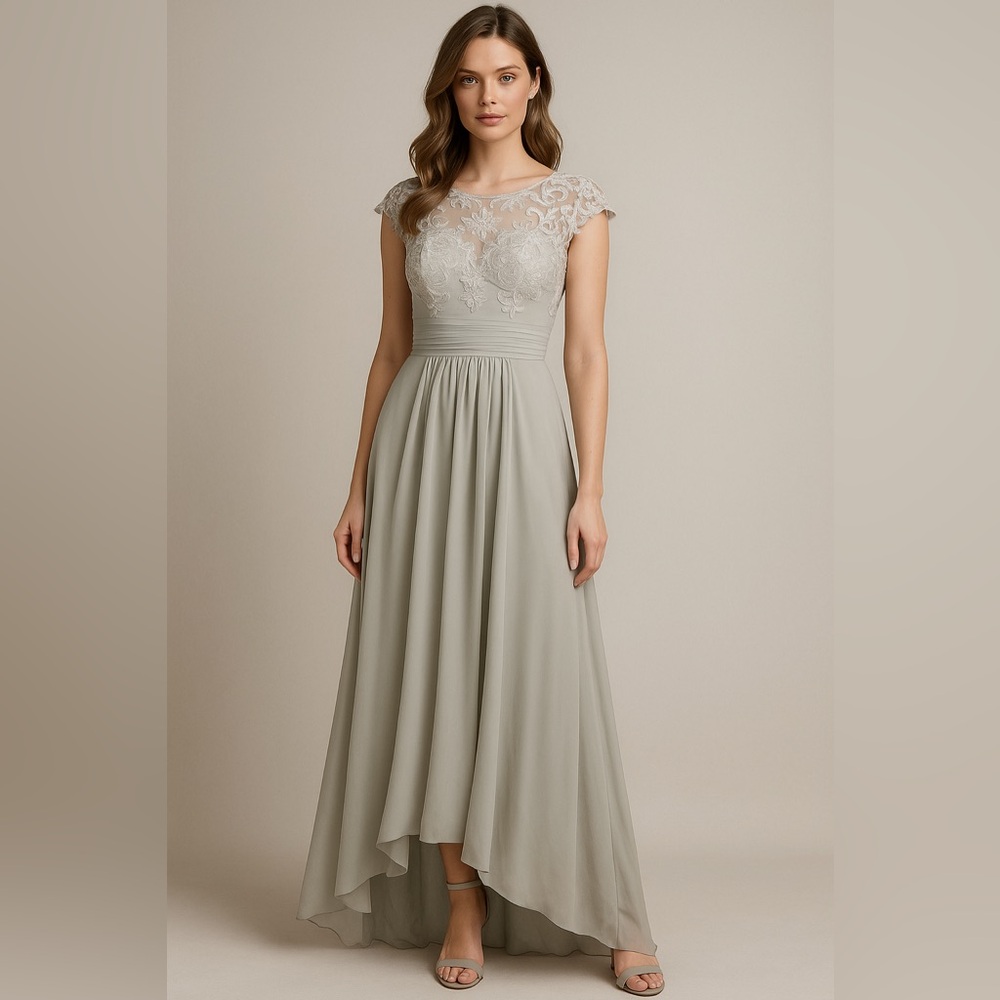 New Lover Kiss light grey Lace Chiffon Formal Gown 12 Evening mother of bride